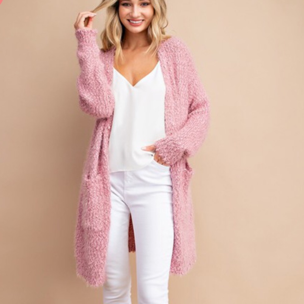 Dusty Pink Popcorn Cardigan